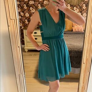 Ara Teal V-Neck Mini Dress